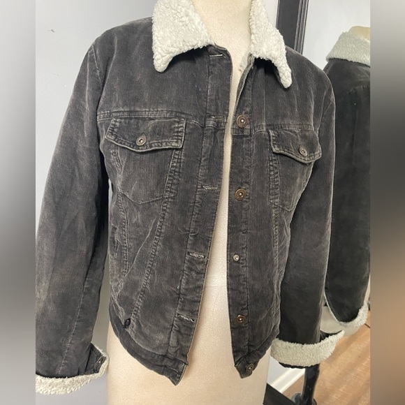 VINTAGE CHORE JACKET DARK BROWN/GREEN CORDUROY WITH WARM WOOL LINING - Picture 13 of 16